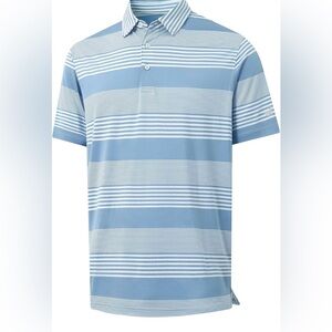 Men's Blue Striped Performance Polo Shirt